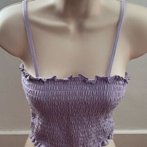 Wild Fable Y2K Lilac purple lavender Smocked spaghetti straps crop top, size S